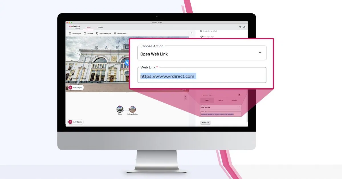 New feature in VRdirect Studio 2.2.0: Add external web links to your VR project and overcome software borders