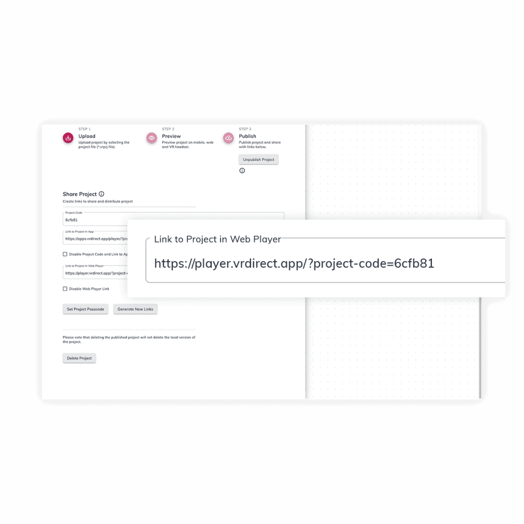 VRdirect Webplayer Flexible Distribution