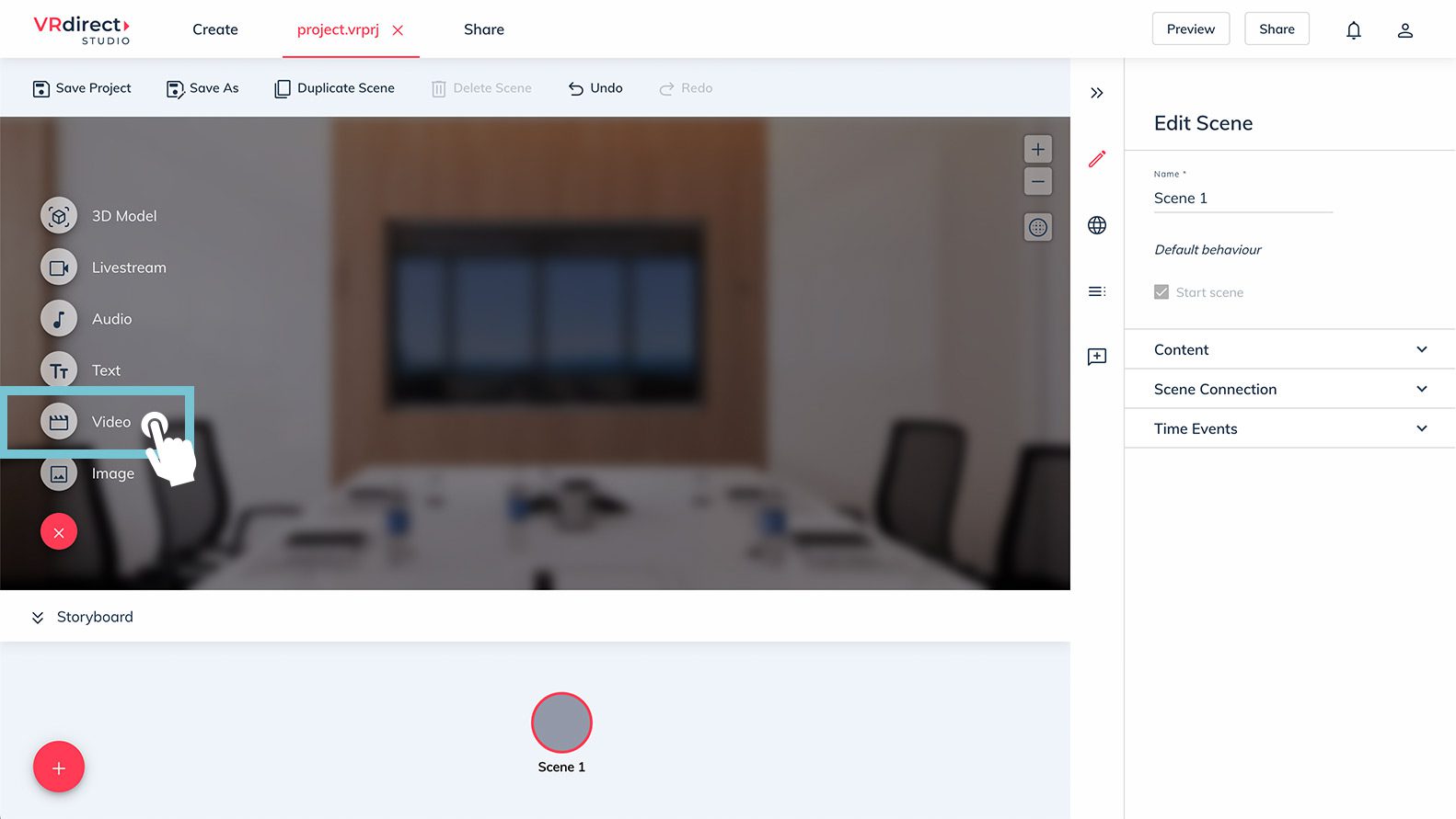 VRdirect Studio: External videos